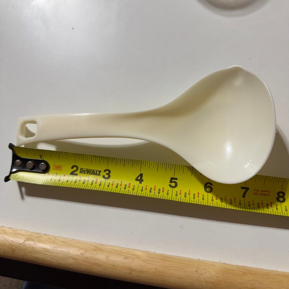 Vintage Cream Plastic Soup Ladle Retro Kitchen Serving Utensil